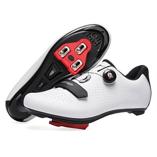 ARTVEP Fahrradschuhe Herren Damen Rennradschuhe MTB Radschuhe Kompatibel mit Look SPD SPD-SL Delta Lock Pedal Reitschuhe Peloton Schuhen Weiß EU37 / 235 von ARTVEP