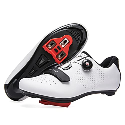 ARTVEP Fahrradschuhe Herren Damen Rennradschuhe MTB Radschuhe Kompatibel mit Look SPD SPD-SL Delta Lock Pedal Reitschuhe Peloton Schuhen Weiß EU38 / 240 von ARTVEP