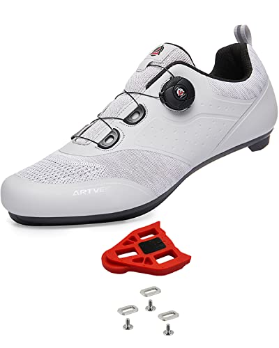 Herren Fahrradschuhe Damen Mountain Road Bikes Schuh Kompatibel mit Peloton & Look ARC Delta Kompatible Installation Look SPD SPD-SL Delta Lock Pedal Reitschuhe Grau 38 EU von ARTVEP