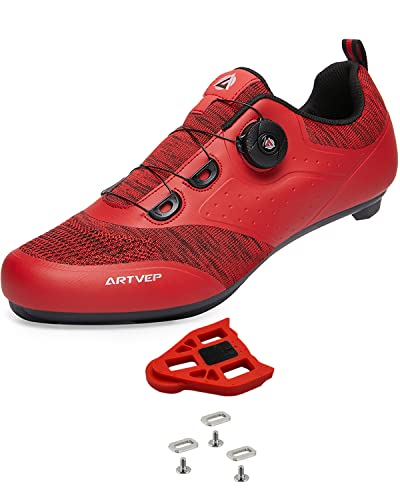 Herren Fahrradschuhe Damen Mountain Road Bikes Schuh Kompatibel mit Peloton & Look ARC Delta Kompatible Installation Look SPD SPD-SL Delta Lock Pedal Reitschuhe Rot 39 EU von ARTVEP