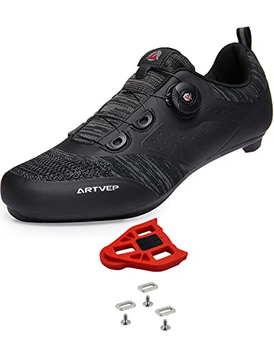 Herren Fahrradschuhe Damen Mountain Road Bikes Schuh Kompatibel mit Peloton & Look ARC Delta Kompatible Installation Look SPD SPD-SL Delta Lock Pedal Reitschuhe Schwarz 37 EU von ARTVEP