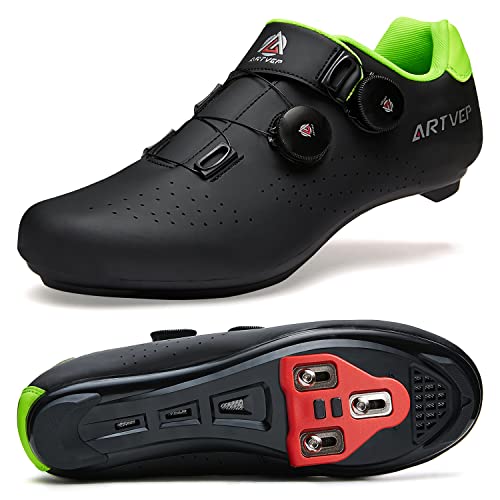 ARTVEP Herren Radschuhe Damen MTB Fahrradschuhe Kompatibel mit Look SPD SPD-SL Delta Lock Pedal Reitschuhe Kompatibel mit Peloton Schuhen Schwarz EU 46/280 von ARTVEP