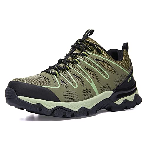 Herren Wanderschuhe wasserdichte Damen Trekking Schuhe Atmungsaktive Arbeits Outdoorschuhe Jungle Berg Kletterschuhe Wanderhalbschuhe Grün EU 37 von ARTVEP