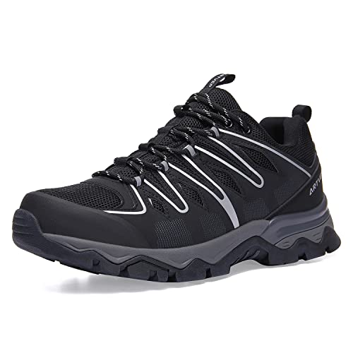 Herren Wanderschuhe wasserdichte Damen Trekking Schuhe Atmungsaktive Arbeits Outdoorschuhe Jungle Berg Kletterschuhe Wanderhalbschuhe Schwarz EU 38 von ARTVEP