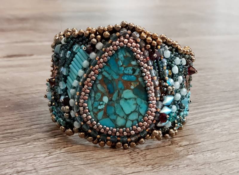 Blau Kupfer Türkis Armreif von ARTerisJewelry