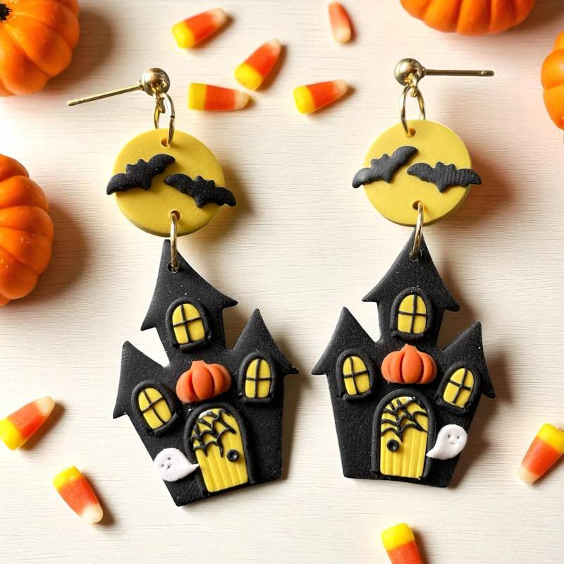 Geisterhaus Ohrringe Gruselige Halloween Ohrringe von ARTsyShinyCloud