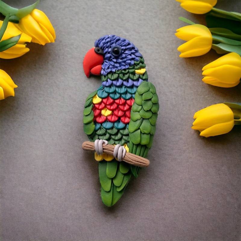 Regenbogen Lorikeet Brosche - Bunt Polymer Clay Vogel Pin Einzigartige Wildtier Schmuck von ARTsyShinyCloud