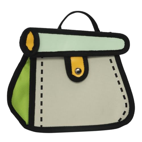 ARVALOLET 3D Stil Messager Umhängetasche Nette Comic Münze Geldbörse Verstellbarer Riemen Große Kapazität 2D Zeichnung Casual Satchel Tasche, grün, Casual von ARVALOLET