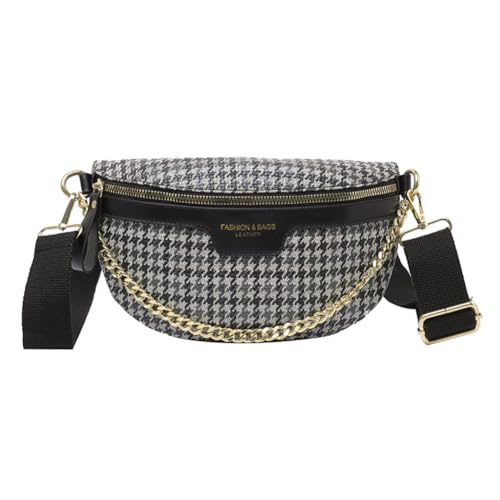 ARVALOLET Brusttasche aus PU-Leder, lässige Umhängetasche, Verstellbarer Riemen, Trendige Umhängetasche for Damen mit Kette for Reisen, Einkaufen von ARVALOLET