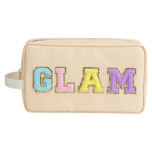 ARVALOLET Chenille Letters Beauty Make-up Tasche Candy Farbe Make-up Tasche Nylon Wasserdicht Reise Tragbar Reißverschluss mit Griff for Frauen Mädchen, Schwarz von ARVALOLET