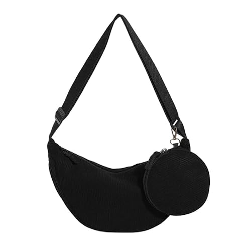 ARVALOLET Cord-Sling-Umhängetasche mit Münzfach for Damen, trendige Hobo-Tasche, verstellbarer Riemen, 2-teilige Halbmond-Tasche for Shopping, Dating, Urlaub von ARVALOLET