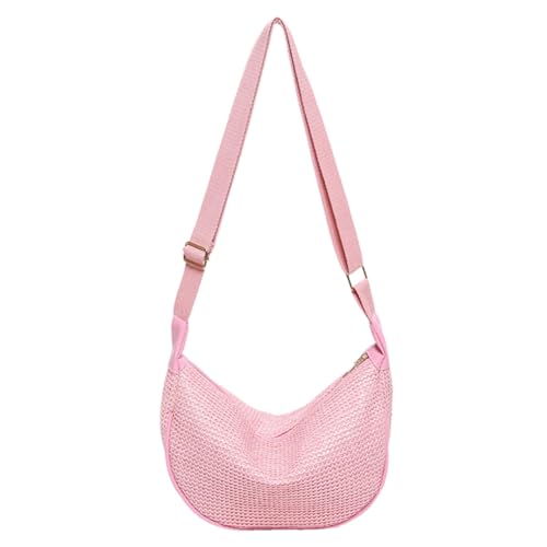 ARVALOLET Damen-Knödeltasche aus Stroh, Großes Fassungsvermögen Handtasche, Verstellbarer Riemen, Sommer-Strandtasche von ARVALOLET