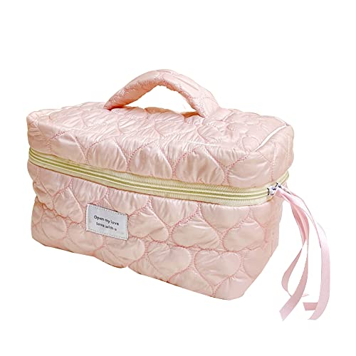 ARVALOLET Damen Kulturbeutel Liebe Druck Organizer Clutch Taschen Große Kapazität Multifunktions Tragbare Quilten for Wochenende Urlaub, rose von ARVALOLET