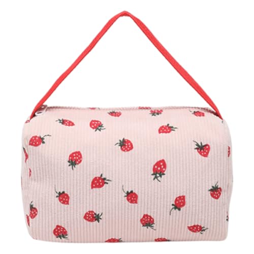ARVALOLET Damen Make-up Handtasche Erdbeerbedruckt Große Kapazität Kulturbeutel for Reisen Handtasche von ARVALOLET