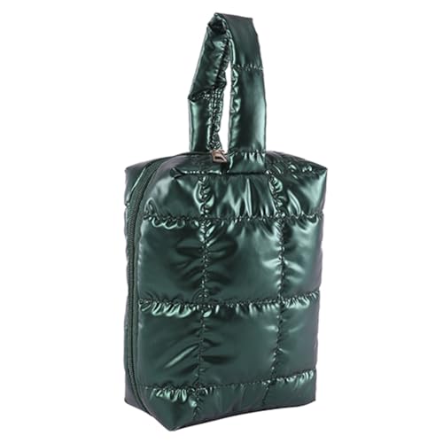 ARVALOLET Damen-Make-up-Tasche, gesteppt, Kosmetik-Organizer, großes Fassungsvermögen, tragbare Kosmetiktasche mit Griff, einfarbig, Kulturbeutel von ARVALOLET