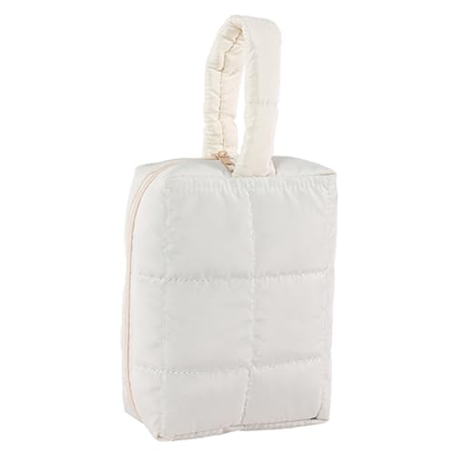 ARVALOLET Damen-Make-up-Tasche, gesteppt, Kosmetik-Organizer, großes Fassungsvermögen, tragbare Kosmetiktasche mit Griff, einfarbig, Kulturbeutel von ARVALOLET