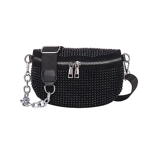 ARVALOLET Damen-Taillentasche, Geldbörse, glänzende Strass-Brusttasche, funkelnder Verstellbarer Riemen und Reißverschluss for Party, Strand, Reisen von ARVALOLET