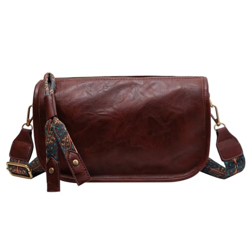 ARVALOLET Damen Umhängetasche Stilvolle Crossbody Geldbörse Breiter Riemen Klassische Datum Tasche Großer Reißverschluss Täglich Geldbörse, Coffee von ARVALOLET