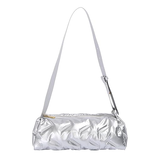 ARVALOLET Frauen Plissee Schulter Taschen Einfarbig Zylinder Weiche Umhängetasche Vielseitige Große Kapazität Weibliche Pendeln Tasche, silber, 24x7.5x18 cm/9.45x2.95x7.09in ARVALOLET Frauen Plissee Schulter Taschen Einfarbig Zylinder Weiche Umhängetasche Vielseitige Große Kapazität Weibliche Pendeln Tasche, silber, 24x7.5x18 cm/9.45x2.95x7.09in von ARVALOLET