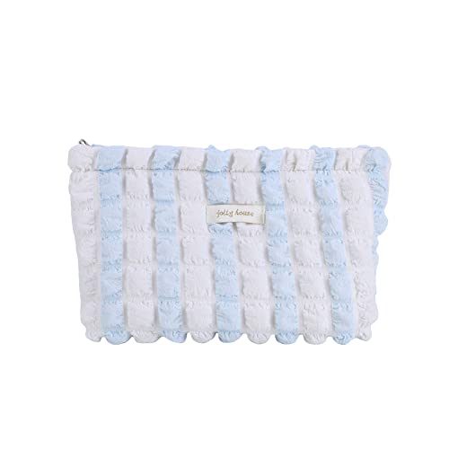 ARVALOLET Frauen Schönheit Tasche Große Kapazität Aufbewahrungstasche Tragbare Bubble Chiffon Mode for Wochenende Urlaub, blau, 27x20x1cm/10.63x7.87x0.39in, Casual von ARVALOLET