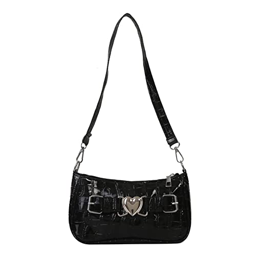 ARVALOLET Frauen Unterarm Handtaschen Alligator Muster Y2k Herz Pin Leder Handtaschen Schnalle Mode Einfarbig Elegante Weibliche Kupplung von ARVALOLET