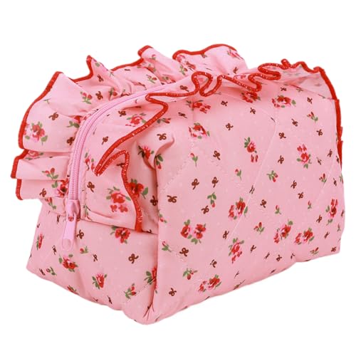 ARVALOLET Gesteppte Reise-Kosmetiktasche, ästhetische Blumen-Make-up-Tasche, Kosmetik-Organizer, gerüschte Kosmetiktasche, Baumwolle for Outdoor-Reisen ARVALOLET Gesteppte Reise-Kosmetiktasche, ästhetische Blumen-Make-up-Tasche, Kosmetik-Organizer, gerüschte Kosmetiktasche, Baumwolle for Outdoor-Reisen von ARVALOLET