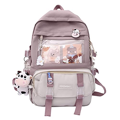 ARVALOLET Kawaii Rucksäcke Schulrucksack Kawaii Nylon Damen Rucksack, Kawaii Wasserdicht Rucksack mit Anhänger und Zubehör, Student Kawaii Rucksäcke, Niedlicher ästhetischer Rucksack ARVALOLET Kawaii Rucksäcke Schulrucksack Kawaii Nylon Damen Rucksack, Kawaii Wasserdicht Rucksack mit Anhänger und Zubehör, Student Kawaii Rucksäcke, Niedlicher ästhetischer Rucksack von ARVALOLET