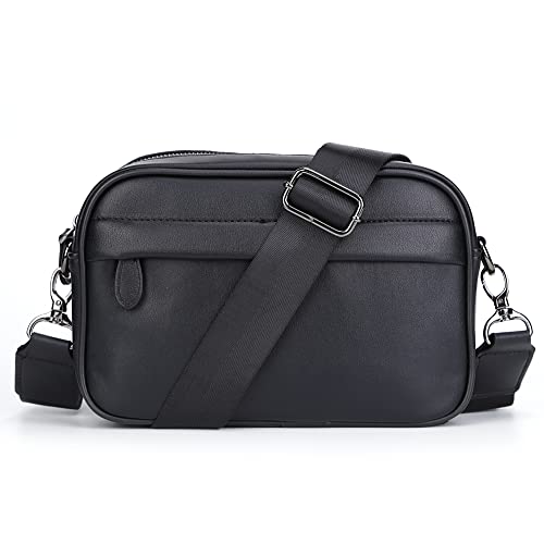 ARVALOLET Leder Männer Umhängetasche Klassische Muster Casual Business Schulter Geldbörse Breite Riemen Plaid Designer Männlichen Sling Taschen, Schwarz, 29 * 18 * 11cm von ARVALOLET