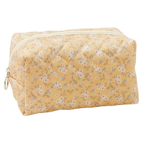 ARVALOLET Make-up-Tasche mit Blumenmuster und Reißverschluss, gesteppt, Make-up-Organizer, Aufbewahrungstasche, niedlicher Kosmetik-Organizer for Frauen und Mädchen von ARVALOLET