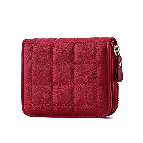 ARVALOLET Mode Mini Brieftasche Kurze Geldbörse PU Leder Frauen Karte Geld Halter Kleine Reißverschluss Casual Weibliche Kupplung Mädchen Geschenk, rot, 290.00x120.00x80.00mm/11.42x4.72x3.15inch, von ARVALOLET