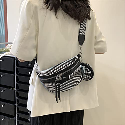 ARVALOLET Mode Strass Taille Gürtel Tasche Frauen Brust Pack Umhängetasche Stilvolle Bling Fanny Taille Pack von ARVALOLET