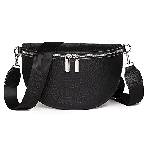 ARVALOLET Modische Taillen-Gürteltasche, einfarbig, echtes Leder, Damen-Bauchtasche, klassischer Retro-Reißverschluss, tragbar for Reisen, Einkaufen von ARVALOLET