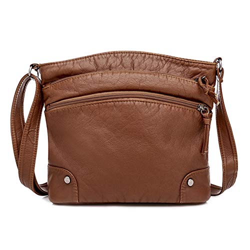 ARVALOLET Mummy Weiche PU Leder Schulter Satchel Solide Einkaufsstraße Crossbody Tote Taschen, braun, 265*150*120mm /10.4*5.9*4.7in von ARVALOLET