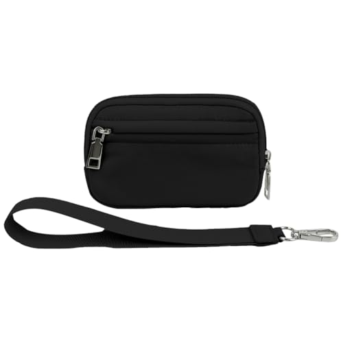 ARVALOLET Nylon-Geldbörse mit Reißverschluss for Herren und Damen, Schlüsselanhänger-Geldbörse, einfarbig, Armband, mehrere Münzfächer for Kreditkarten, Ausweise, Lippenstift von ARVALOLET