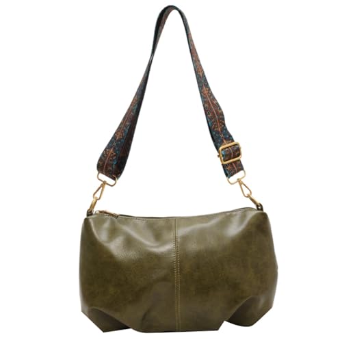 ARVALOLET PU Leder Mode Sling Bag Wasserdichte Frauen Stilvolle Satchel Taschen Große Kapazität Einfarbig Tragetasche Verstellbarer Riemen Umhängetasche, Retro Grün, von ARVALOLET
