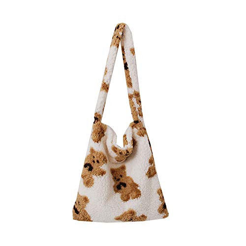 ARVALOLET P s, Shoulr Bags tch Fluffy s st Plüsch Handtasche Bär Print Große Kapazität Damen Umhäntasche Satchel Cute Women’s von ARVALOLET