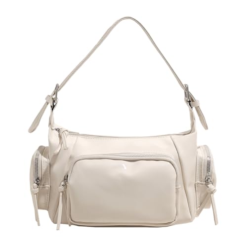 ARVALOLET Retro-Motorrad-Multipocket-Hobo-Tasche mit verstellbarem Riemen for Frauen (weiß) von ARVALOLET