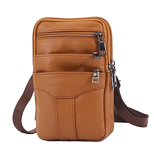 ARVALOLET Retro Rindsleder Tasche Männer Leder Taille Tasche Mode Schulter Crossbody Taschen Handy Gürtel Bum Outdoor Fall Beutel, braun, Casual von ARVALOLET