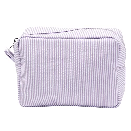 ARVALOLET Seersucker Kosmetiktasche mit Reißverschluss, Make-Up-Organizer, tragbar, groß, wasserdicht, Nylon, for Damen und Mädchen, Bildfarbe, S von ARVALOLET