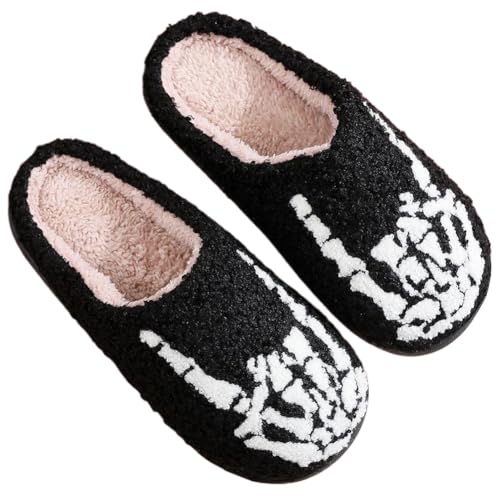 ARVALOLET Skelett-Finger-Hausschuhe, flauschige Plüsch-Hausschuhe, warme Slip-on-Hausschuhe for Damen und Herren von ARVALOLET