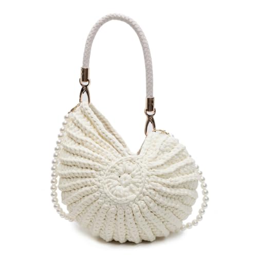 ARVALOLET Strand Schultertasche Damen Handgewebt Muschel Design Mit Perlenkette Quaste for Urlaub Sommer von ARVALOLET