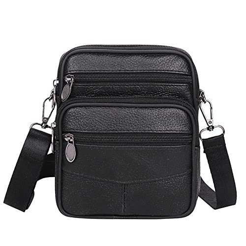 ARVALOLET Umhängetasche Rindsleder Bauchtasche Hüfttasche Mode Einfach Tragbar Multi-Taschen Casual for Outdoor Sport, Schwarz , modisch von ARVALOLET