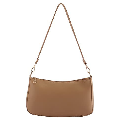 ARVALOLET Universal Frauen PU Leder Schulter Unterarm Tasche Casual Damen Einfarbig Handtaschen Kleine Geldbörse for Outdoor Teile, camel, 265*150*120mm /10.4*5.9*4.7in von ARVALOLET