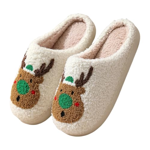 ARVALOLET Weihnachts-Elch-Plüsch-Hausschuhe for Kinder, warme und bequeme Rentier-Hausschuhe von ARVALOLET