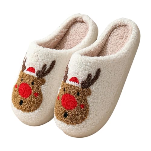 ARVALOLET Weihnachts-Elch-Plüsch-Hausschuhe for Kinder, warme und bequeme Rentier-Hausschuhe von ARVALOLET