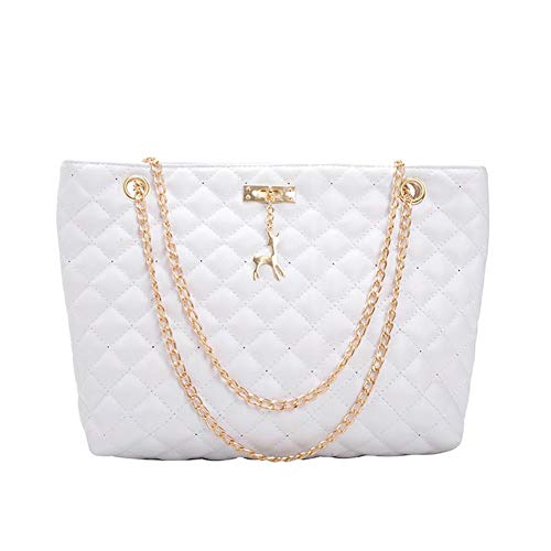 ARVALOLET Wirtschaftliche PU Leder Handtaschen Frauen Große Kapazität Top-griff Taschen Einkaufstasche for Frauen Mädchen Outdoor Shopping, weiß, 23*10*21 cm/9.06x3.94x8.27inch von ARVALOLET