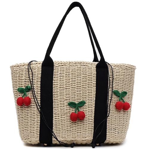 ARVALOLET Women Strohm Tote Handtasche Stylish Strick Umhängetasche Strand Date Handtasche (weiß 1) von ARVALOLET