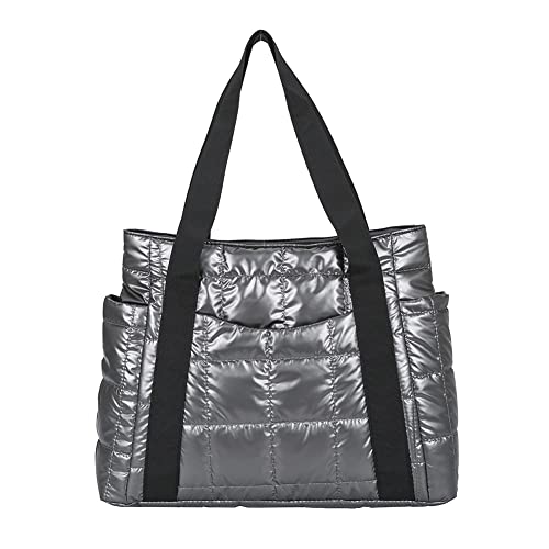 KANUBI Fashion Gesteppte Gitter Umhängetasche,Frauen Casual Einfarbig Nylon Einkaufstaschen,Weibliche Große Kapazität Tote Handtaschen,Damen Einfarbig Nylon Einkaufstaschen von ARVALOLET