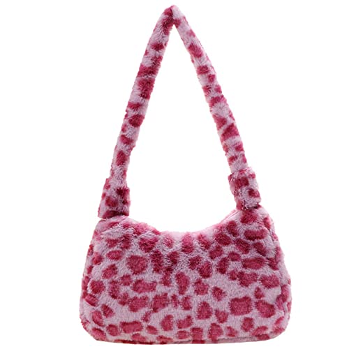 KANUBI Plüsch Umhängetasche,Plüsch Pelz Animal Print Umhängetasche, Winter Casual Kleine Achseltasche,Flauschiges weiches Fell Kleine Achseltaschen von ARVALOLET