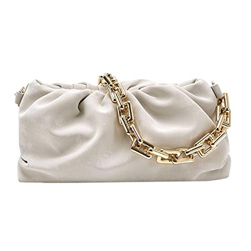 KANUBI Umhängetasche Handtasche, Fashion Cloud Damen Umhängetasche, Lady Chain Unterarm Clutch Plissee Handtasche,Einfarbig Reise Straße Plissee Clutches Geldbörse von ARVALOLET